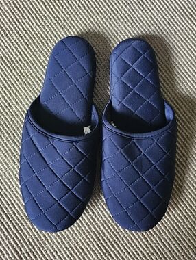 Charter Club Women's Quilted Navy Blue Slip-On House Slippers - Size XL, 11-12
